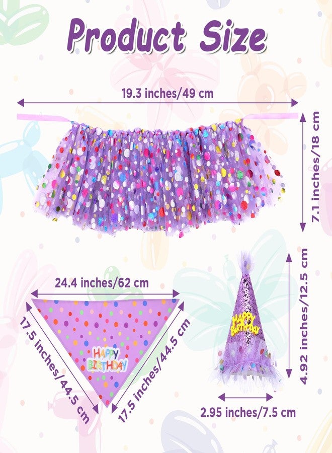 Hpmjz Dog Birthday Bandana with Hat and Dress Girl Set Puppy Birthday Party Supplies Cute Tutu Skirt Outfit for Small Medium Large Dogs Decorations(Purple) - Image 2